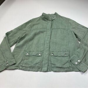 No Tag Green Linen Snap Front Jacket Size XL